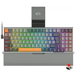 Teclado Gamer Redragon K648GG-RGB Olaf Mecânico Wireless RGB Red Inglês Cinza