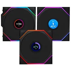 Cooler Lian Li Uni Fan TL Wireless 120 LCD ARGB Preto - Kit 3 Peças