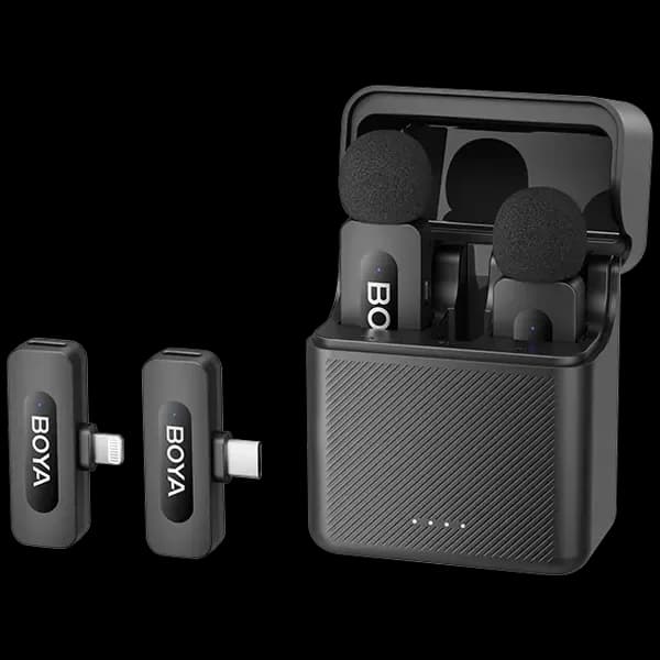 Microfone de Lapela Boya BY-V3 Combo Sem Fio USB-C/Lightning Preto