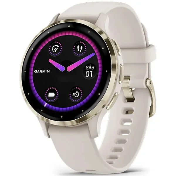 Relógio Garmin Venu 3s 010-02785 com GPS WI-FI - Branco Dourado