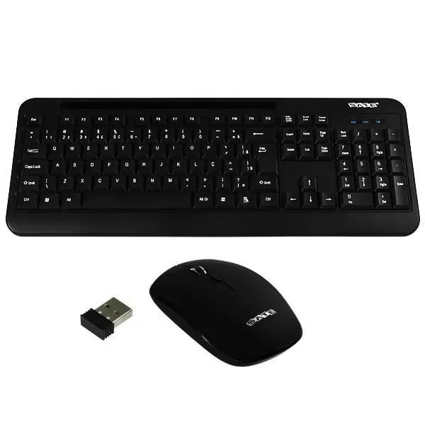 Kit Teclado sem Fio Satellite Ak-725g Português + Mouse 1.600 Dpi- Preto