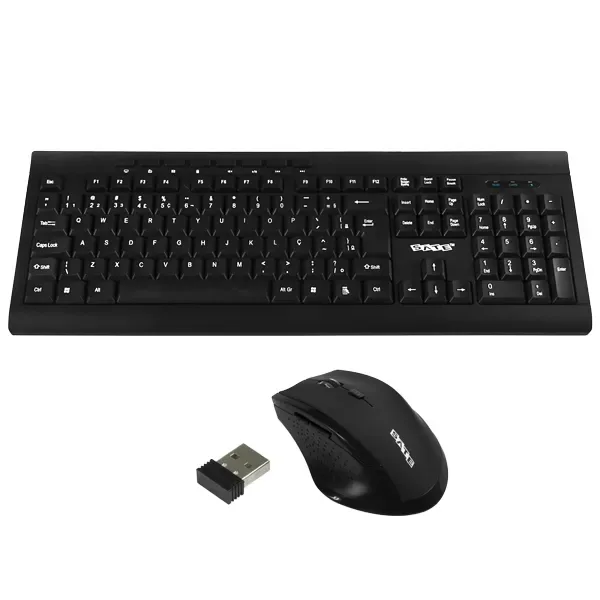 Kit Teclado sem Fio Satellite Ak-726g Português + Mouse 1.600 DPI - Preto