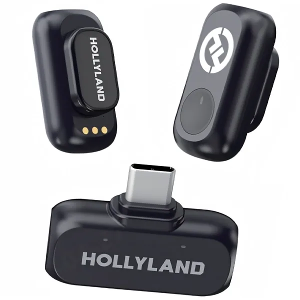 Microfone de Lapela Hollyland Lark A1 Mini Duo Sem Fio USB-C Space Gray