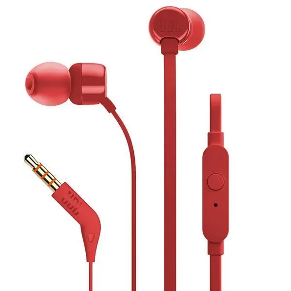 Fone de Ouvido JBL Tune110 Vermelho com Microfone e Cabo 1.1m