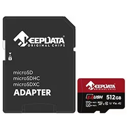 Cartão de Memória Micro Sd Keepdata Rush C10 Xc I U3 V30 A2 512GB -