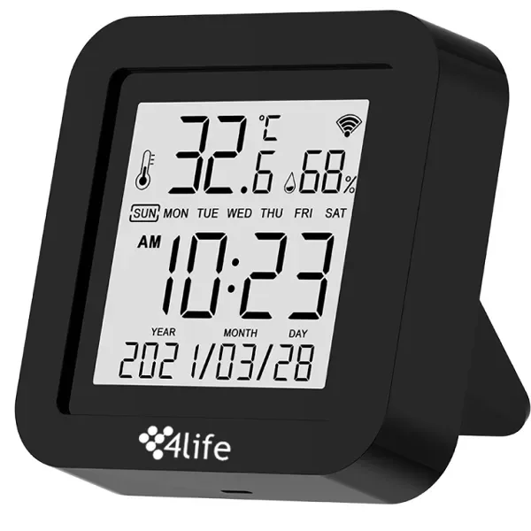 Sensor de Temperatura Ambiente 4life FLHUB09 com Display LCD - Preto