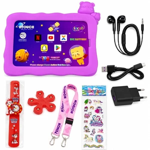 Tablet Atouch KC64 Lite Kids Dual SIM 256GB 1GB RAM 7.85" 13MP 8MP Rosa + Capinha