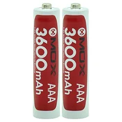 Pilhas Recarregável Mox Aaa com 2 Pilhas / 3600MAH - MOB2AAA36
