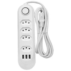 Filtro de Linha New Times Colorful 4 Tomadas / 3 USB - Branco