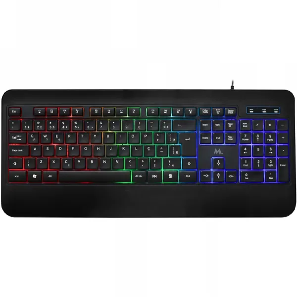 Teclado Mtek KB-7701LR Português USB com Backlight Rainbow - Preto