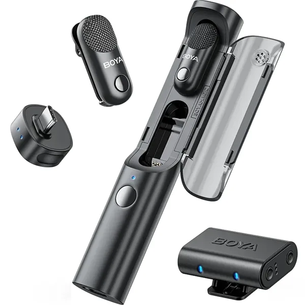 Microfone de Lapela sem Fio Boya MAGIC-03 com Usb-c - Preto (anatel)