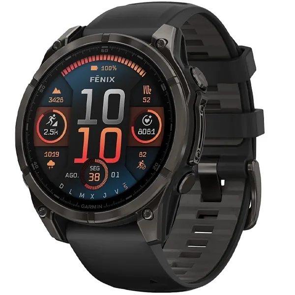 Relógio Garmin Fenix 8 AMOLED Sapphire 47mm com GPS Wi-Fi Preto Cinza