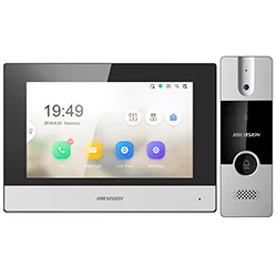 Vídeo Porteiro Hikvision DS-KIS302-P IP Hybrid Wi-Fi Preto/Prata (Kit)