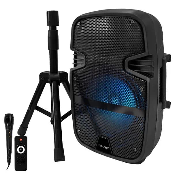 Caixa de Som Prosper P-1086 8" 8.000 Watts P.m.p.o com Bluetooth USB Fm - Preta