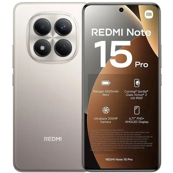 Celular Xiaomi Redmi Note 15 Pro 512GB 12GB RAM 6.77" 200+8MP 32MP Dual SIM Gris Titanio (Global)