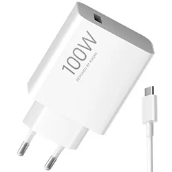 Carregador Tomada Xiaomi MDY-19-ER USB / 100W - Branco + Cabo Usb-c / USB