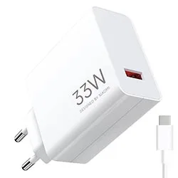 Carregador Tomada Xiaomi MDY-16-EF / 33W - Branco + Cabo USB / Usb-c