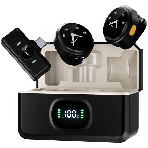 Microfone de Lapela Audisat X VLOG Sem Fio com USB-C Preto