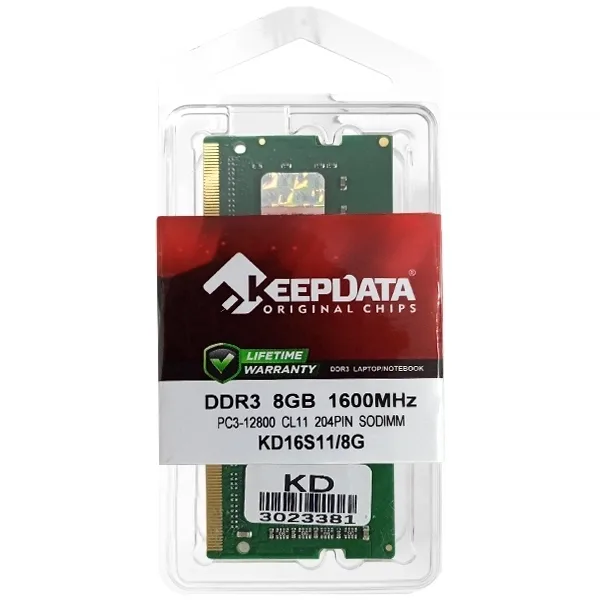 Memória RAM para Notebook 8GB Keepdata Kd16s11 8G DDR3 de 1600MHZ