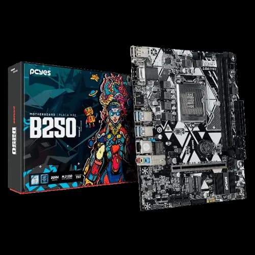 Placa Mãe PCYES B250 M.2 DDR4 MATX LGA1151 9ª/8ª/7ª/6ª Gen