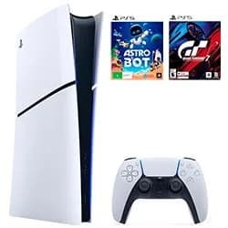Console Sony PlayStation 5 Slim CFI-2115 B01X 825GB Digital Edition Branco + Jogo Astro Bot Gran Turismo 7