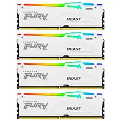 Memória Kingston Fury Beast DDR5 64GB (4x16GB) 6000MHz RGB Branco KF560C40BWAK4-64
