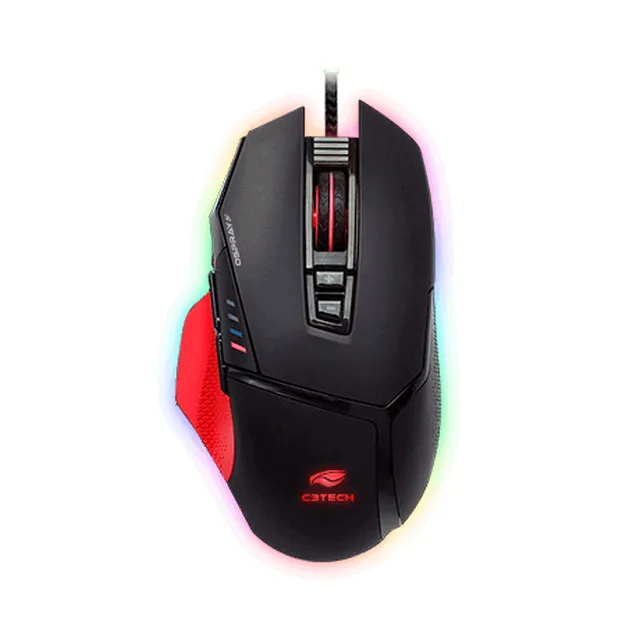 C3 Tech Mouse Gamer Optico 12000DPI USB RGB Preto/vermelho MG-800BK