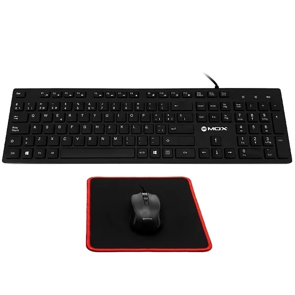 Kit Teclado Mox Mo-k351 Espanhol USB + Mouse + Mousepad - Preto