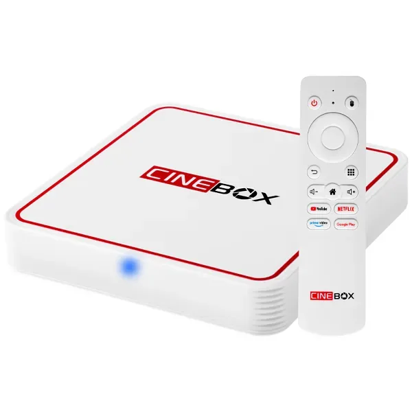 Receptor Fta Cinebox C+ Full HD com Iptv de 16GB 2GB RAM - Branco Vermelho