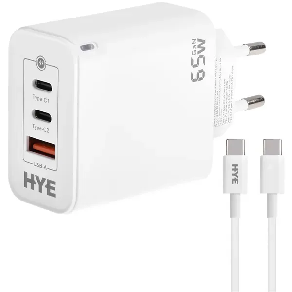 Carregador Hye HYEC79C 2 Usb-c USB de 65 Watts + Cabo Usb-c