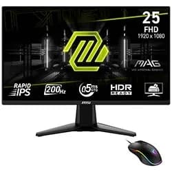 Monitor Gamer MSI Mag 255f E20 25" Full HD 200HZ / 0.5ms - Preto + Mouse